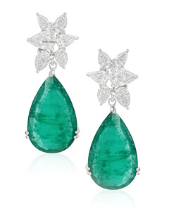Green <b>Moissanite</b> Pear Cut Drop <b>Earrings</b> Marquise Stones 10K 14K 18K Gold 925 935 Silver Rhodium Plated Luxury Wedding Engagement - Product Image 3