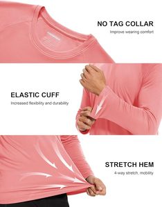 Camiseta de Manga Larga Rosa para Hombre, Protección UV UPF50+, Secado Rápido, 100% Poliéster, Color Sólido, para Natación - Product Image 5