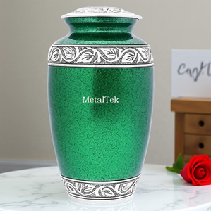 Urnas de cremación clásicas de alta calidad hechas a mano en la India para cenizas, colores personalizados, tarros decorativos para cenizas de recuerdo funerario - Product Image 4
