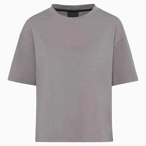 <b>Acid</b> Wash Women's T-Shirt Gray Color <b>Drop</b> Shoulder Crew Neck Street Wear Plus Size Sun Fad Women's T-Shirt - Product Image 1