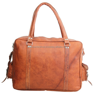 Sac polochon vintage en cuir de chèvre véritable sac polochon de voyage vintage en cuir pleine fleur sac week-end unisexe en cuir véritable de créateur - Product Image 5