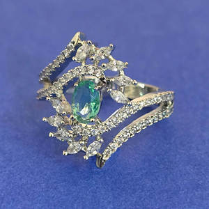 Artificial Jewellery Exporter in India American Diamond <b>Adjustable</b> <b>Ring</b> with Rhodium Plating 444824 - Product Image 3