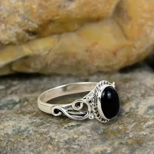 Anillo de Plata de Ley 925 con Piedra Preciosa de Ónix Negro Natural, Joyería Hecha a Mano, Regalo de Aniversario para Mujer, Venta al por Mayor - Product Image 5