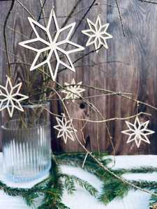 <b>Wooden</b> Snowflake Ornaments <b>Laser</b> <b>Cut</b> Geometric Christmas Tabletop Decor Winter Home Decoration - Product Image 6