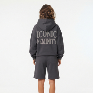 Ensemble de shorts en molleton à strass pour femmes, 2 pièces, 100% polyester, vêtements de rue d'hiver, coupe ample, shorts de survêtement baggy pour femmes - Product Image 2