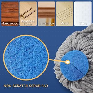 Mop a torsione con manico lungo e sistema di strizzatura automatica, per la pulizia di pavimenti in legno, vinile, piastrelle e laminato, con spugna abrasiva per uso domestico - Product Image 2