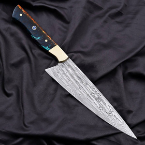 Cuchillo Utilitario de Acero Damasco y Cobre de Grado Industrial HTTC STORE - Cuchillo Premium para Rebanar y de Precisión para Jamón, Pechuga, Pan, con Mango de Resina - Product Image 1