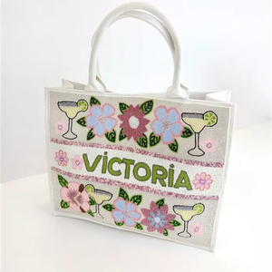 Mahjons Tiles <b>Beaded</b> Canvas Tote Bags Customized Designs Handmade Latest Hot Selling <b>Large</b> Capacity Fashion Multi-Function - Product Image 1