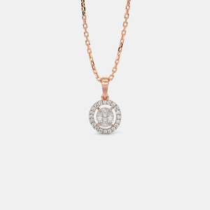 Collar con Colgante de Diamante Cultivado en Laboratorio con Halo e Inicial U en Oro Rosa de 14K - Product Image 1