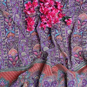 ผ้าไหมเครปถักธรรมชาติพรีเมียมสีม่วงราชวงศ์อิมพีเรียลราชกุมารี  ลายดอกไม้แบบมุกุฎราชวงศ์  สำหรับเด็กผู้ชาย - Product Image 1