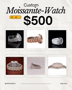 Montre personnalisée haut de gamme en argent 925 avec diamants Moissanite et pierres taillées brillantes VVS pour un cadeau de luxe disponible au prix d'exportation - Product Image 1