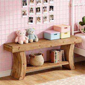 Consolle in Legno Massello con Doppio Ripiano Portaoggetti, Elegante Tavolino da Divano per Camera da Letto, Versatile Tavolo d'Ingresso - Product Image 3