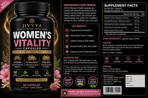 Cápsulas de Vitalidad para Mujeres JIVVYA, Extracto de Shatavari y Ashwagandha, Equilibrio Hormonal, Apoyo Energético, 60 Unidades, Vegano, Sin GMO - Product Image 2