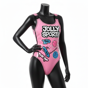 Ensemble de maillot de bain en polyester et élasthanne de haute qualité 225 GSM, rose, tissu extensible lisse, logo personnalisé, pour femme. - Product Image 4