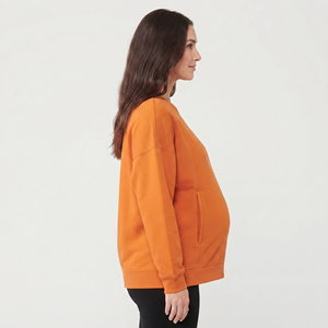 Sudadera de Maternidad de Invierno de Alta Calidad para Mujer, 100% Algodón, Felpa, Hombros Caídos, Cuello Redondo, Sudadera de Lactancia - Product Image 4