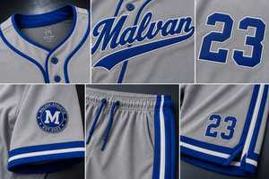 Malvan <b>Baseball</b> Uniform Set Gray Blue 23 Adults Unisex Jersey Shorts Cap <b>Glove</b> Breathable Polyester Team Sportswear - Product Image 3