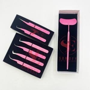 La plus nouvelle pince à cils en acier inoxydable à paillettes roses antidérapantes - Product Image 5