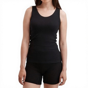 Camiseta sin mangas de punto para mujer, cuello redondo, transpirable, color liso, largo regular, estilo deportivo, 100% algodón, venta al por mayor, la mejor calidad - Product Image 2