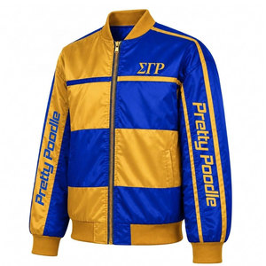 Veste universitaire Sigma Gamma Rho Sorority Pretty Poodle, bleu et doré, à blocs de couleurs, fermeture éclair sur le devant, logo, veste de baseball pour femmes - Product Image 5