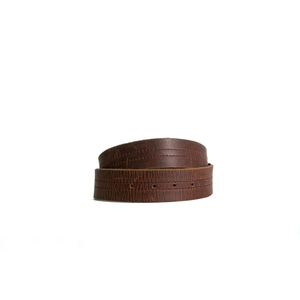 Brown Genuine Leather Belt Stitched Edges Adjustable Holes Steel Buckle Eco-Friendly Vintage Style Customizable Length Width - Product Image 5