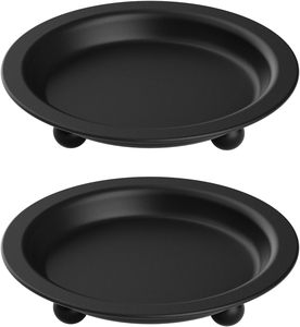Matte Black Iron <b>Candle</b> Holder Set of 2 Handmade Round <b>Candle</b> <b>Plate</b> Decorative Saucer for Home Decor Office & Dinning Table - Product Image 3