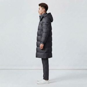 Men's Long Winter Quilted Jacket Warm Padded Coat Full Sleeve Stand Collar Side <b>Zip</b> Pockets Custom Apparel Reasonable Price - Product Image 2