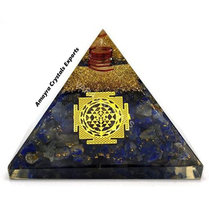 Orgonite Lapis Lazuli Sriyantra Pyramid With Charge Crystal Point Agate Pyramid For Meditation Buy From Amayra Crystals Export - Product Image 4