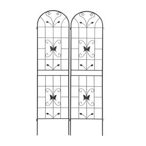 Set di 2 tralicci da giardino in metallo nero da 220 cm x 50 cm, antiruggine, per piante rampicanti, recinzioni e cancelli - Product Image 2
