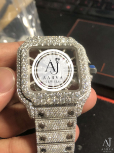 AARVA JEWELS นาฬิกาข้อมือแฟชั่นหรูหรา สายสแตนเลสสตีลทรงเหลี่ยมประดับเพชร ขนาด 20 มม. ตัวเรือน 38 มม. ระบบอนาล็อกควอตซ์ สำหรับทุกเพศ - Product Image 3