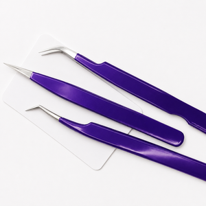 HARRAR GROUP COMPANIES – Ensemble de pinces à épiler professionnelles en acier inoxydable violet, lisses et de précision, à pointes droites et coudées, pour extensions de cils - Product Image 4