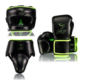 Ensemble de sparring personnalisé pour le MMA et la boxe en cuir de vachette véritable avec sangle réglable, comprenant des gants de boxe, un protège-tête et un protège-guêtres - Product Image 1