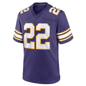 Maillot de football américain violet avec le numéro 22, col en V, manches courtes, évacuation de l'humidité, coupe classique pour homme, vêtements d'équipe - Product Image 1