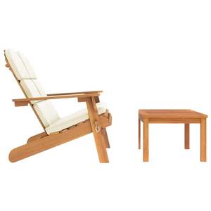 Ensemble de 2 chaises longues de jardin en bois naturel et blanc crème, meubles d'extérieur élégants - Product Image 4