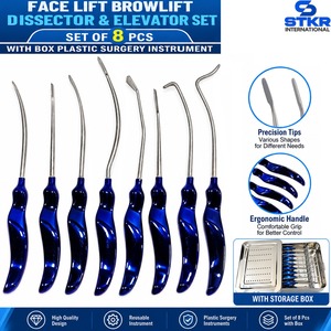 Kit de 8 instruments de chirurgie plastique pour lifting du visage et des sourcils, avec boîte - Product Image 1