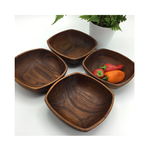 Plato Cuadrado Clásico de Madera para Aperitivos y Frutas Secas, Ecológico, Ideal para Fiestas, para Dulces, Frutas y Ensaladas - Product Image 1