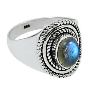925 Solid Sterling Silver Bezel Setting <b>Ring</b> With Genuine Oval Shaped <b>Labradorite</b> Gemstone Stunning Bohemian Jewelry Collection - Product Image 1