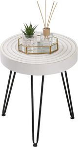 Farmhouse Round Coffee <b>Table</b> Modern Circular Center <b>Table</b> with Natural <b>Wood</b> Finish <b>White</b> Accent <b>Side</b> End <b>Table</b> for Living - Product Image 5