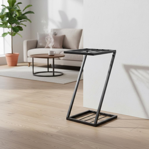 Support de plante en métal en forme de Z, support de plante noir avec pieds robustes pour la décoration intérieure et extérieure, porte-pot de fleurs moderne pour la maison - Product Image 1