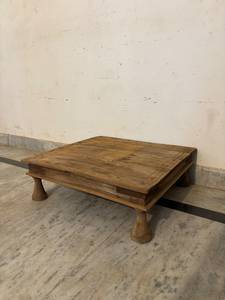 Table de lit traditionnelle indienne du Rajasthan en bois massif, faite à la main, écologique, durable, portable, chaise décorative pour enfants, usage domestique - Product Image 3