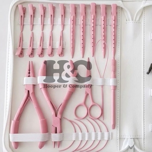 Top Sale <b>Pink</b> And Black Hair Extension <b>Tools</b> <b>Kit</b> Stainless Steel Micro Beads Tape-in Hair Extensions <b>Tools</b> Clip Scissors Comb - Product Image 1