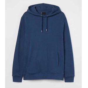 Sudadera con Capucha Azul Marino para Hombre, Corte Regular, Color Sólido, Felpa de Algodón, Informal, con Bolsillo - Product Image 1