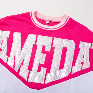 Sudadera Personalizada con Gráficos Rosas y Blancos, Sudadera con Capucha para Mujer, Sudadera de Manga Larga con Letras Holográficas, Ropa Deportiva de Fábrica - Product Image 3