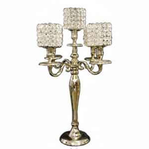 Luxury Handmade Crystal Votive Candelabra 5-<b>Candle</b> Decoration New Design Metal <b>Pillar</b> Tealight Holder Design for Weddings Decor - Product Image 1