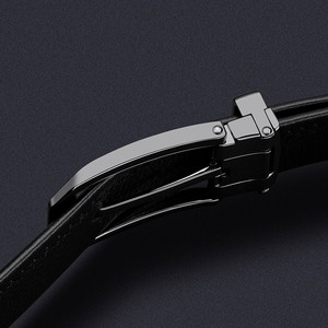 Genuine Leather Belt Black <b>Cow</b> Hide Formal Pin Buckle Steel Rectangular Durable Solid Pattern - Product Image 6