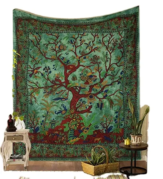 2023 Hot Sale Tree Of Life Tie & Dye Wall Hanging Decorative Cotton Tapestry 84x90 inch Home Decor Tapestry Manufacturer Price