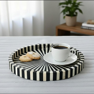 Bandeja Decorativa de Lujo con Incrustaciones de Hueso Hecha a Mano para el Hogar, por Tradebyd - Product Image 1