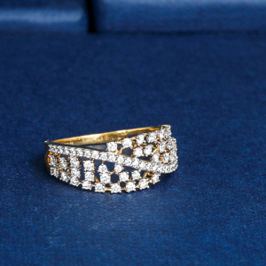 Anillo de Eternidad de Diamantes en Oro Sólido de 18K para Mujer, Corte Brillante Redondo, Anillo de Boda Geométrico de Lujo - Product Image 3