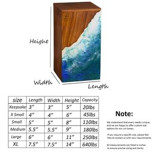 Urna de Madera de Palisandro con Incrustaciones de Resina Negra con Diseño de Olas del Océano - Urna Conmemorativa Hecha a Mano - Product Image 4