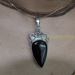 Black Onyx Pendant 925 Sterling Silver Handmade Vintage Boho Arrow Shape Gemstone <b>Jewelry</b> Women Men Gift Necklace for <b>Sister</b> Mom - Product Image 6