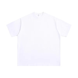 T-shirt Homme 300g en Coton Épais à Manches Courtes Col Rond Coupe Ample Couleur Unie Blanc Basique Été - Product Image 4